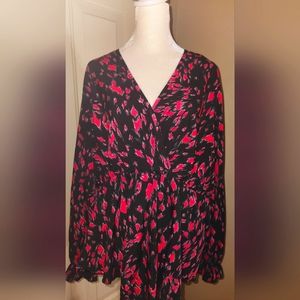 Plus Size Black & Pink Blouse